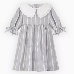 La Coqueta Mary Girl Grey Gingham Floral Dress 2Y BNWT